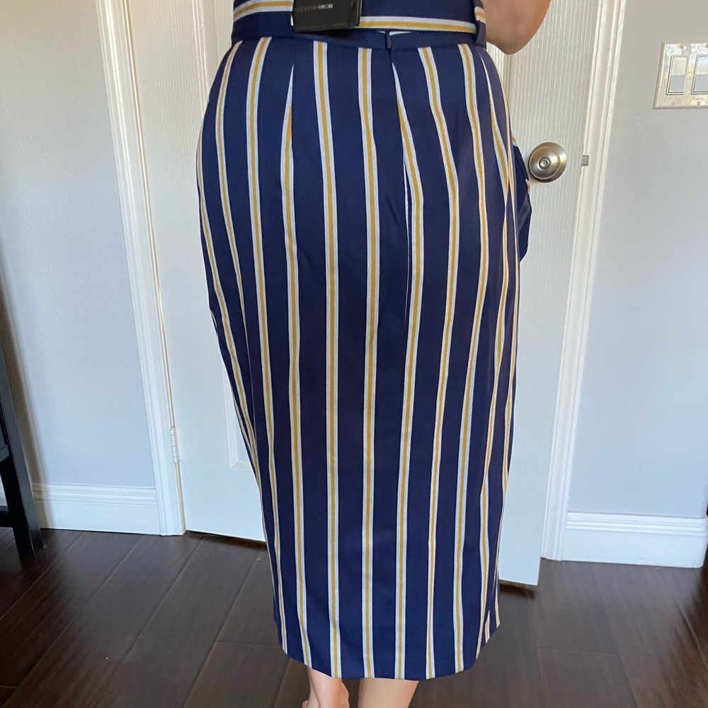 New yellow and blue stripes skirt.